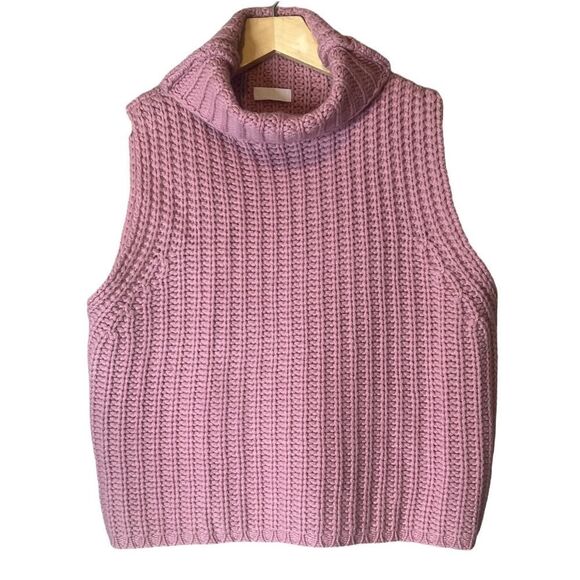 Sablyn Saige Sweater Medium Pink Cashmere Cropped Ribbed Turtleneck M - Picture 2 of 6